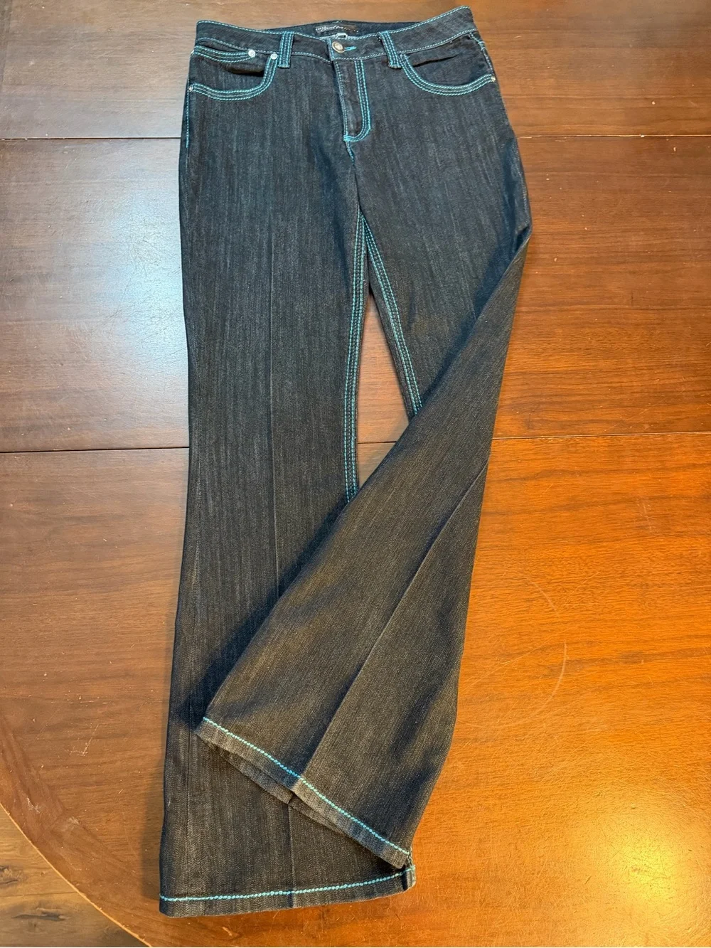 VTG Y2K Black Denim CACHE Contour Collection Sz 10 TALL, Flare Bottom Like New
